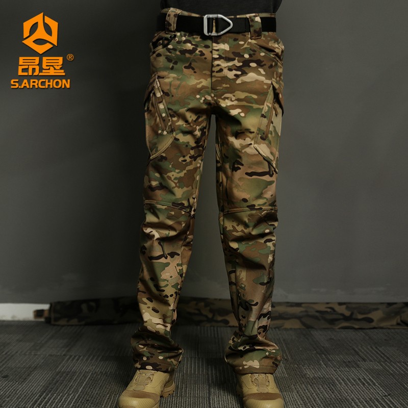 昂垦冬季IX9加绒战术长裤弹力直筒作训裤男士耐磨军迷户外工装裤
