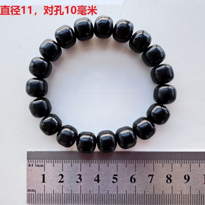 抚顺纯天然煤精手串 纯手工老型珠 桶珠 全尺寸 手链 精品 椰蒂形