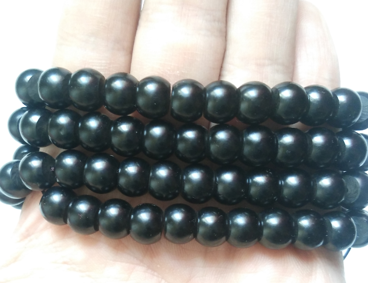 抚顺 纯天然煤精 纯手工 扁珠 藏式佛珠 桶珠 腰鼓 扁圆苹果圆9*7