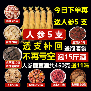人参鹿茸枸杞酒中老年鹿鞭泡酒专用药材黄芪玛卡肉苁蓉包邮