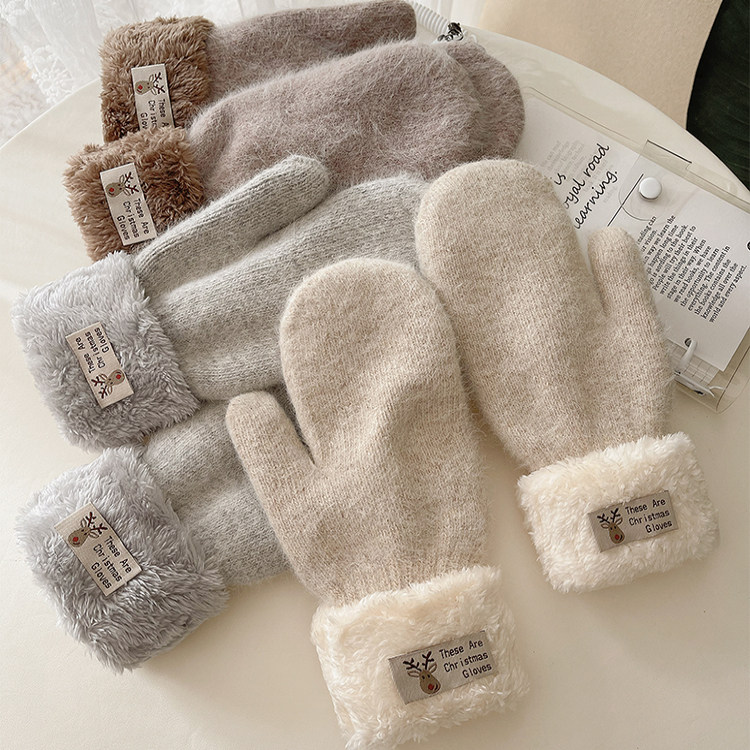 手套女冬季包指连指防风保暖可爱