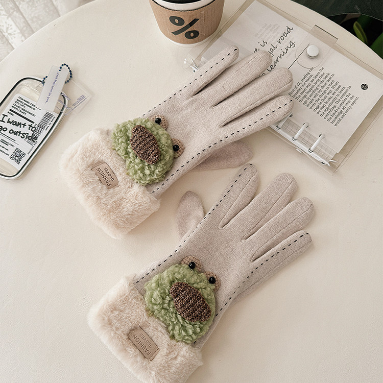 手套女冬季保暖防风防寒加绒羊绒