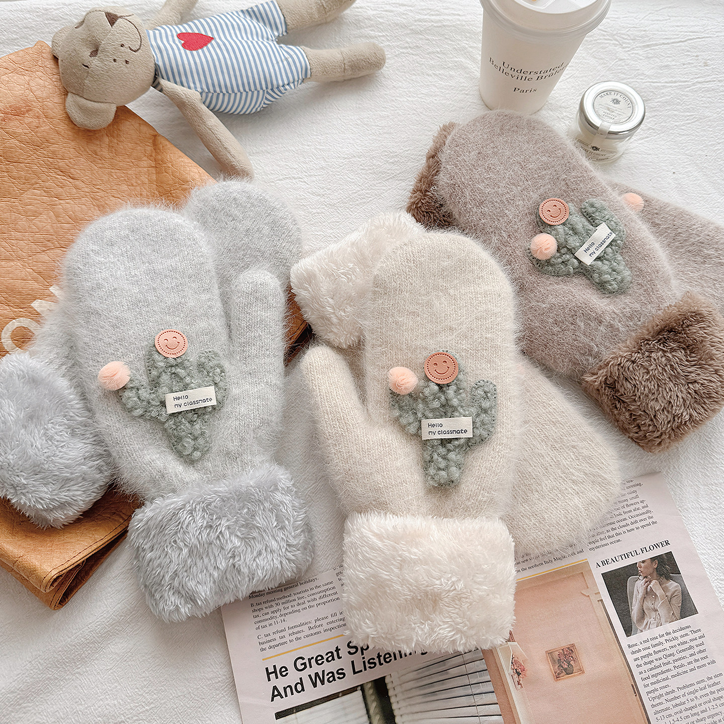 手套女款秋冬天防寒加绒加厚