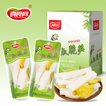 真食尚泡椒脆笋32g/袋山椒竹笋片休闲零食下饭菜麻辣小吃批发一箱