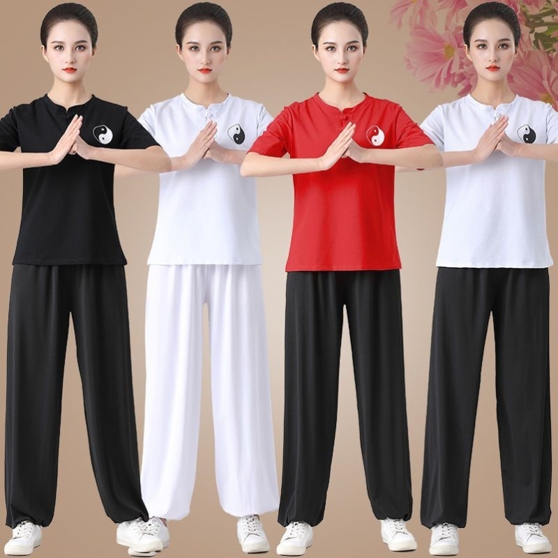 广场舞纯棉太极服长袖套装武术表演服打拳练功服男女同款健身服