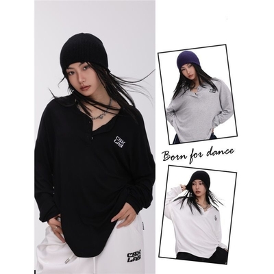 hiphop街舞穿搭嘻哈跳舞罩衫多色爵士宽松长袖女慵懒美式春秋上衣