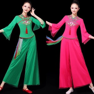 民族风广场舞服装女新款绣花古典团队服跳舞蹈秧歌服表演出服套装