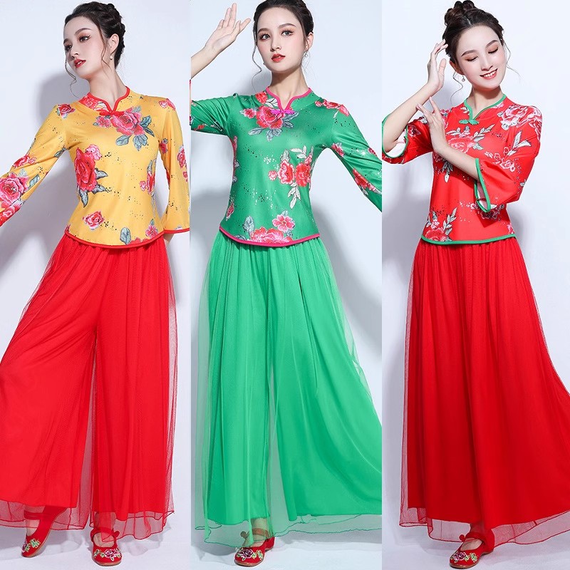 新款跳广场舞服装套装秧歌服团队