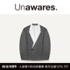 无领条纹网纱拼接双排扣西装 Unawares. 男女同款