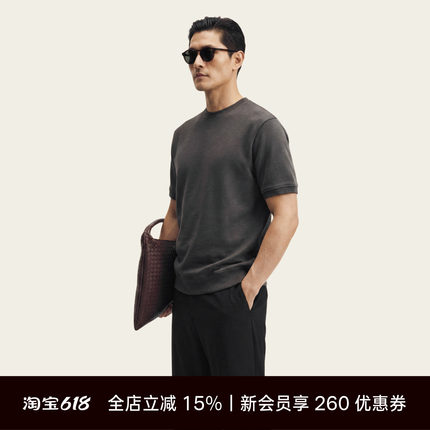 Unawares.简约高级感天丝羊毛圆领基础款针织衫 夏短袖男上衣T恤