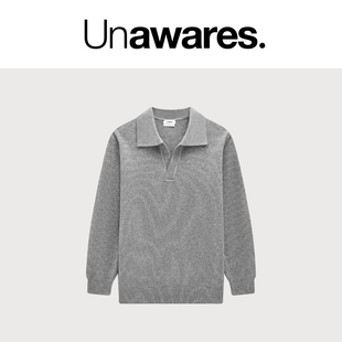 Unawares. 复古高质感肌理Polo领羊毛针织毛衣