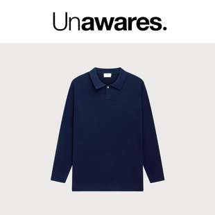 Unawares. 复古简约松弛感一粒扣Polo领软糯毛衣