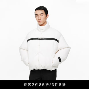Unawares.男女同款 定制金属插销扣立领面包羽绒服新国标90白鸭绒