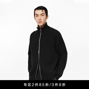 肖宇梁同款 Logo提花拉链开衫 Unawares. 牛角袖 毛衣 男女同款