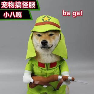 搞怪宠物狗狗小八嘎变身装 日本鬼子变身装 猫咪抖音搞笑八嘎衣服