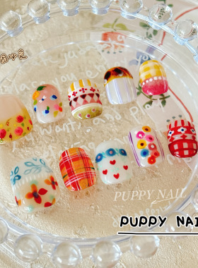PUPPY家甜美韩系碎花穿戴甲