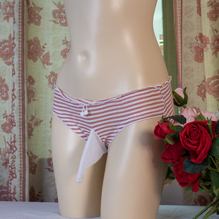 日系性感冰丝带jj套内裤红白条纹低腰可爱甜美象鼻子男生三角裤