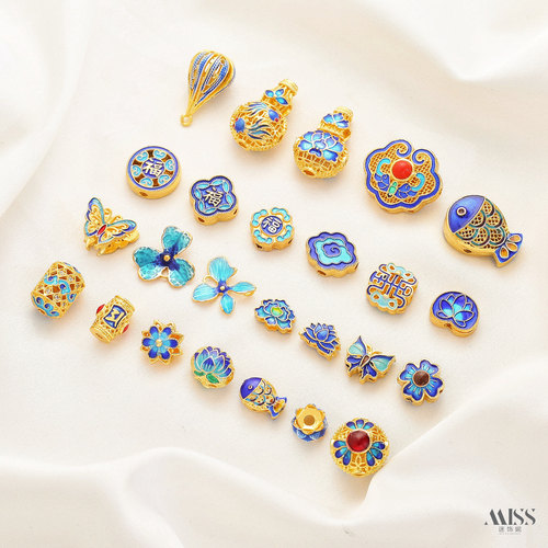 祢饰妮铜镀金保色景泰蓝隔珠