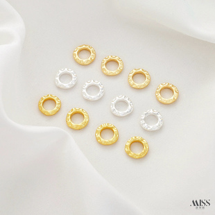 14K包金保色镀18K真金沙金锤纹盘缠隔圈隔片diy手链项链卡环配件