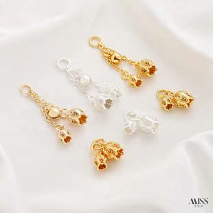 保色14K包金铃兰花苞铃铛流苏吊坠diy吊饰手作手链项链耳饰品配件