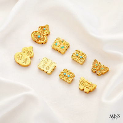 祢饰妮镀沙金色强保色葫芦隔珠