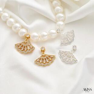 14K包金保色18K镀真金扇形公主裙吊坠diy手作手串珠项链饰品配件