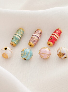 哑金烧蓝保色蝴蝶隔珠扎基拉姆天珠桶珠diy手绳手串项链串饰配件