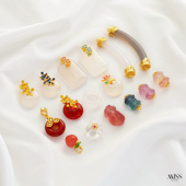 天然萤石玛瑙无事牌甜甜圈桃子吊坠烟雨半镯貔貅diy手链项链配件