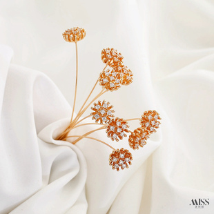 14K包金保色锆石花朵满天星花蕊花心珠针diy古风簪子手作饰品配件