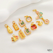 沙金强保色哑金簸箕金砖抱佛脚元 宝发财蝴蝶吊坠diy挂件饰品配件