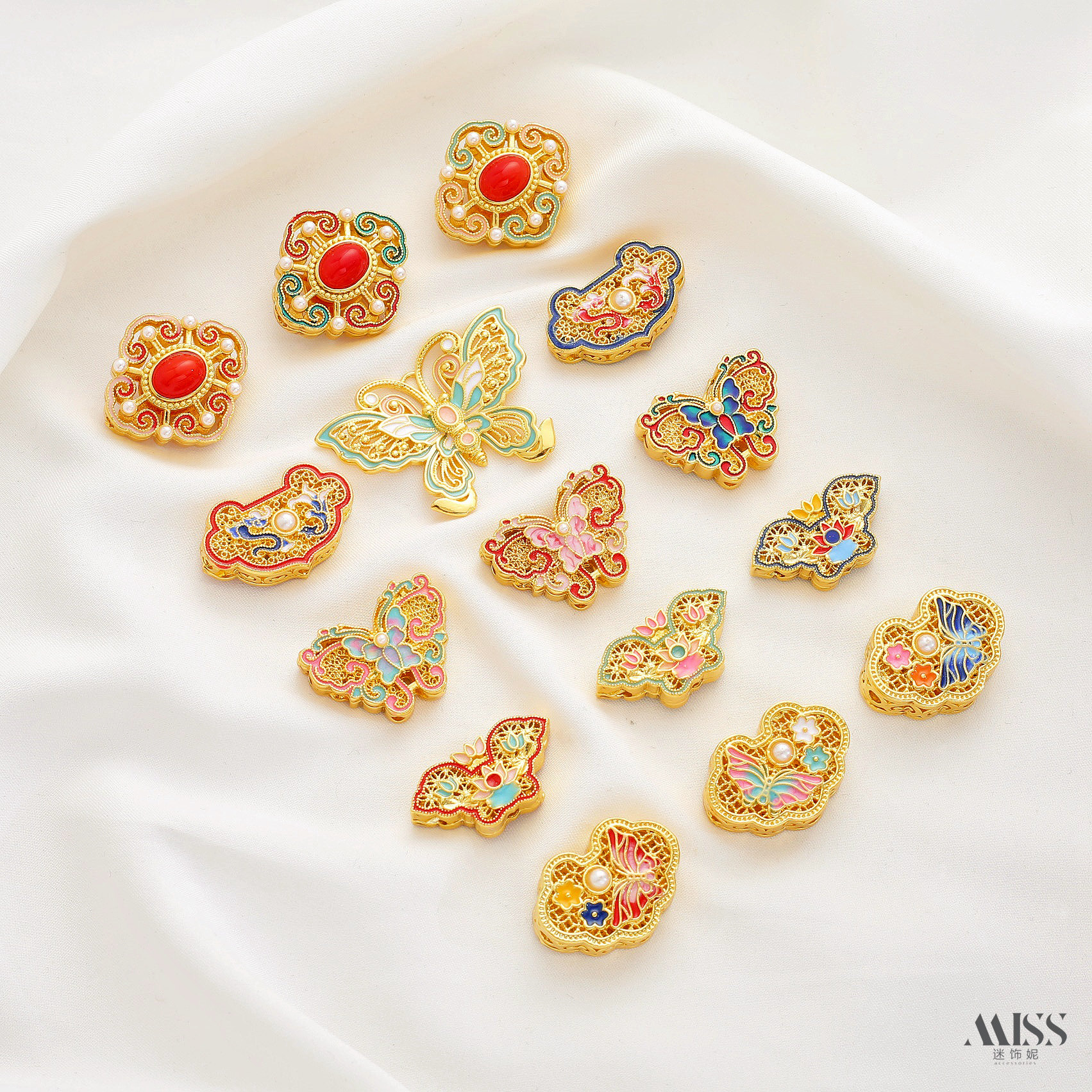 景泰蓝烧蓝珐琅彩18K包金保色蝴蝶如意锁隔珠diy编绳串珠饰品配件,饰品/流行首饰/时尚饰品新,其他DIY饰品配件,淘宝优惠券,粉丝福利购,淘宝优惠卷