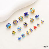 景泰蓝18K包金保色珐琅彩烧蓝莲花镂空花式 隔珠diy手工串珠饰配件