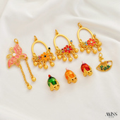 18K哑金保色龙龟隔珠竹叶扇子蝴蝶金珠花环流苏吊坠diy首饰品配件