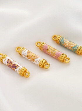 越南沙金保色五条经蝴蝶娜娜通直筒吊坠diy手链项链双吊连接配件