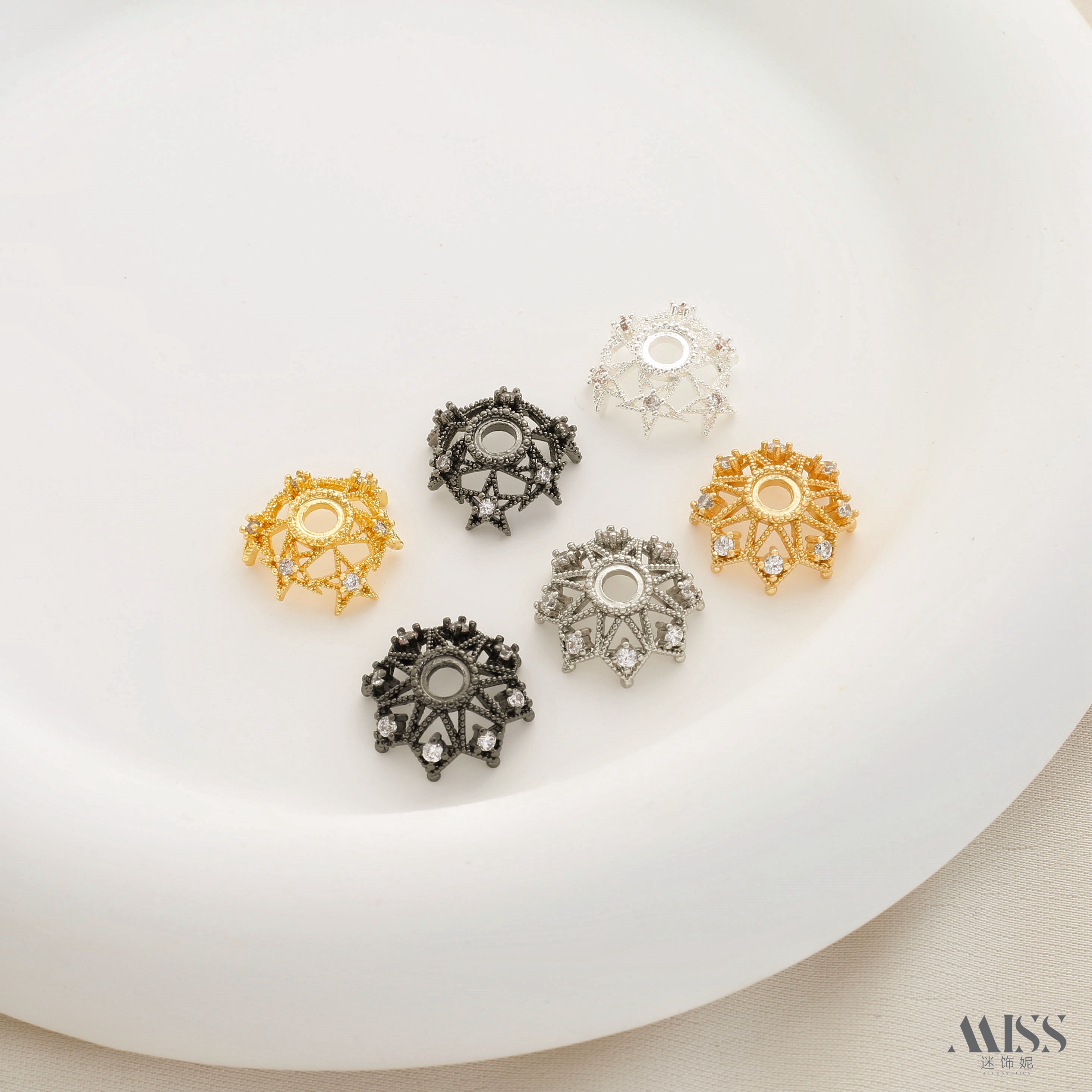 祢饰妮铜包金保色持久花托珠帽