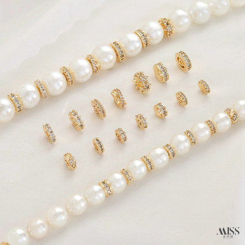 祢饰妮铜镀真金镶锆石隔片隔珠