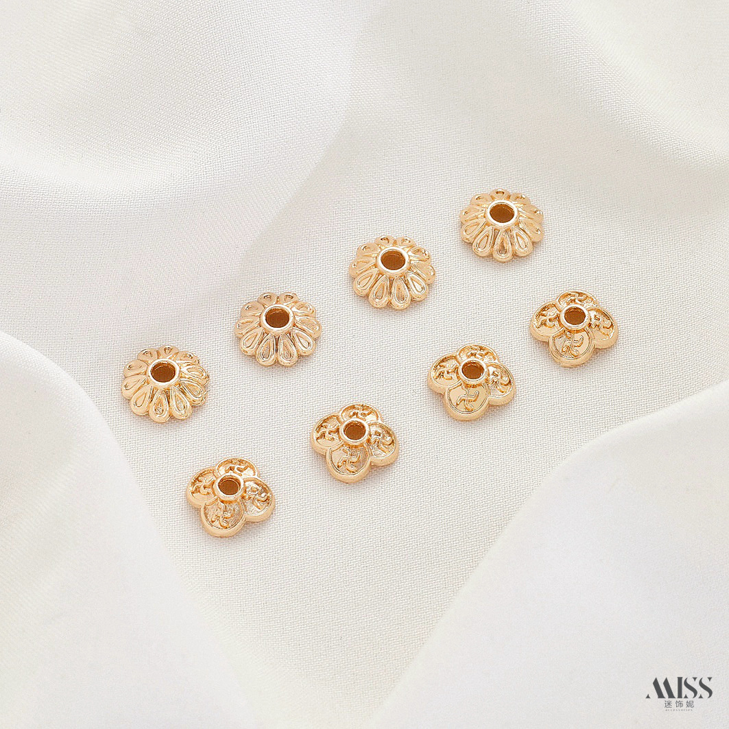 祢饰妮铜合金镀金花托珠托花帽