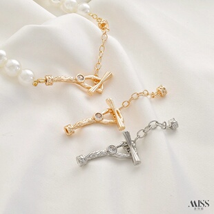 14K包金保色异形熔岩纹不规则OT扣diy手作手链项链收尾连接扣配件