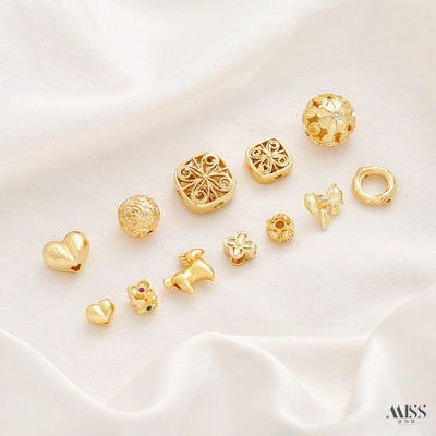 祢饰妮铜镀真金保色玫瑰花球隔珠