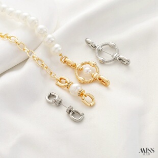 14K包金保色麻花圆环套珠双扣头多功能连接扣diy珍珠手链项链配件