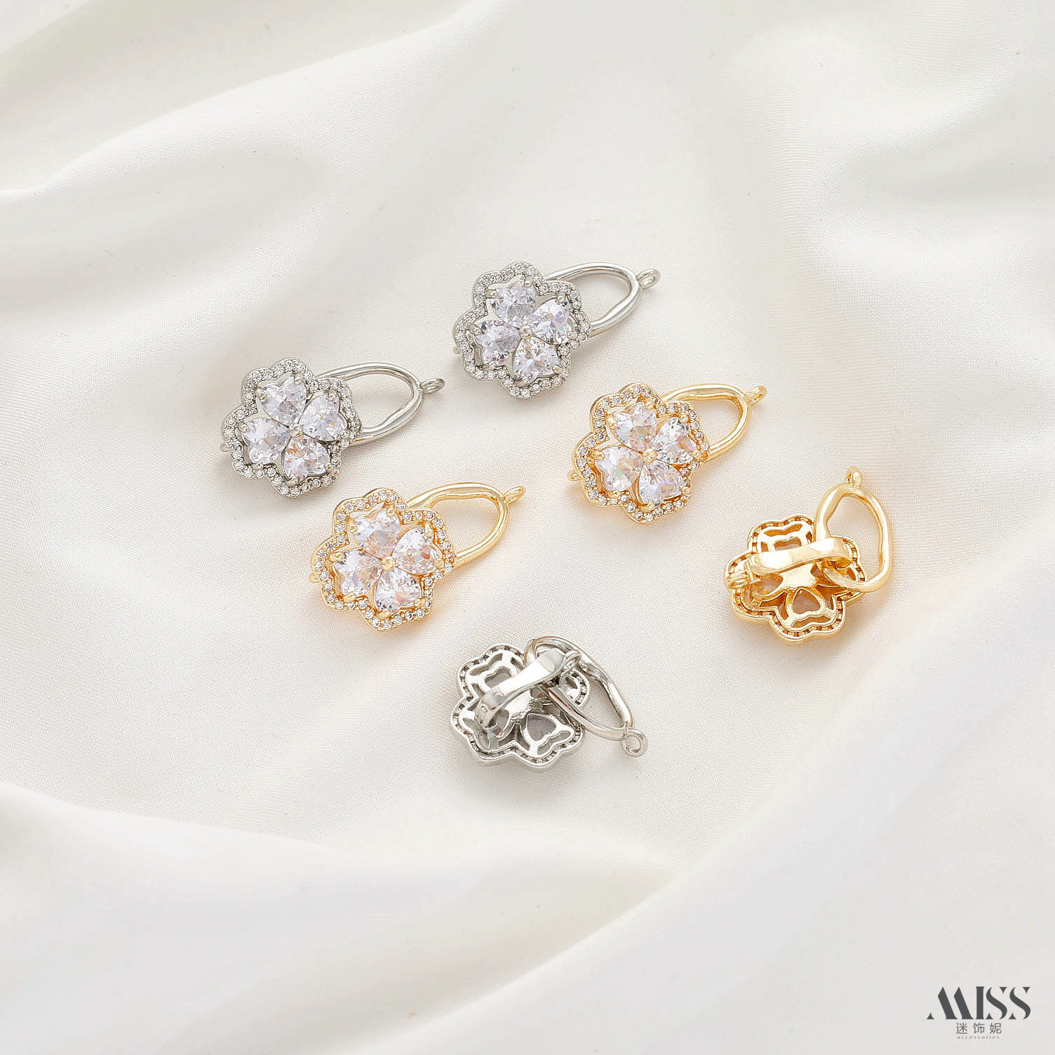 14K包金保色镶锆石桃心花瓣爱心四叶草收尾连接扣diy手链项链配件,饰品/流行首饰/时尚饰品新,扣,淘宝优惠券,粉丝福利购,淘宝优惠卷