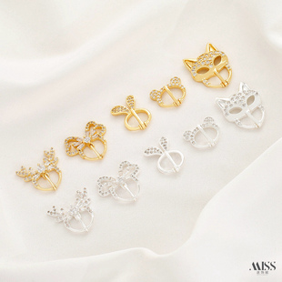 18K包金保色小马狐狸面具麋鹿小熊Banny兔米妮表带扣diy手链配件