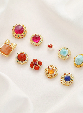 天然海纹石南红四珠花星光红刚玉塘塔青金石榴石隔珠diy饰品配件