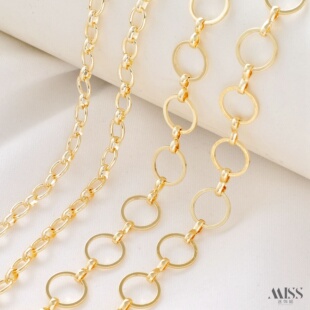 14K包金保色8字圆环链条O字手工链diy手链项链包包链钥匙挂链配件