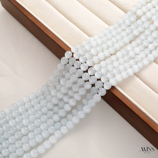 天然白猫眼石圆珠散珠子diy半成品手工编绳手链项链串珠饰品配件