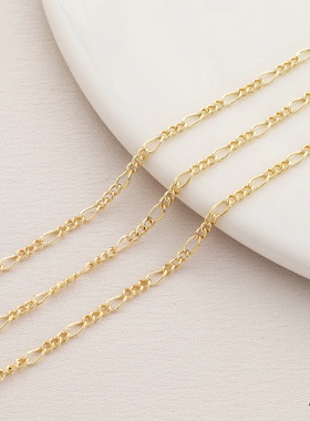 铜包14K保色金3+1费加罗链散链diy手工手链项链尾链饰品制作配件