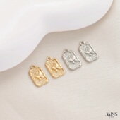 14K包金保色蝴蝶雕花不规则长方吊牌吊坠diy手链项链挂件吊饰配件