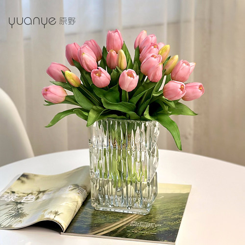 郁金香仿真花pu单支白色高档