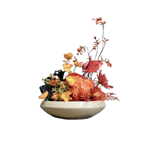 酒店大圆桌转盘中间摆设件餐桌花茶室客厅摆花装饰仿真花创意摆台
