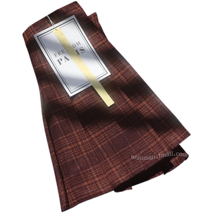 格子百褶裙女秋冬款短款格纹半身裙春高腰a字显瘦酒红色毛呢短裙